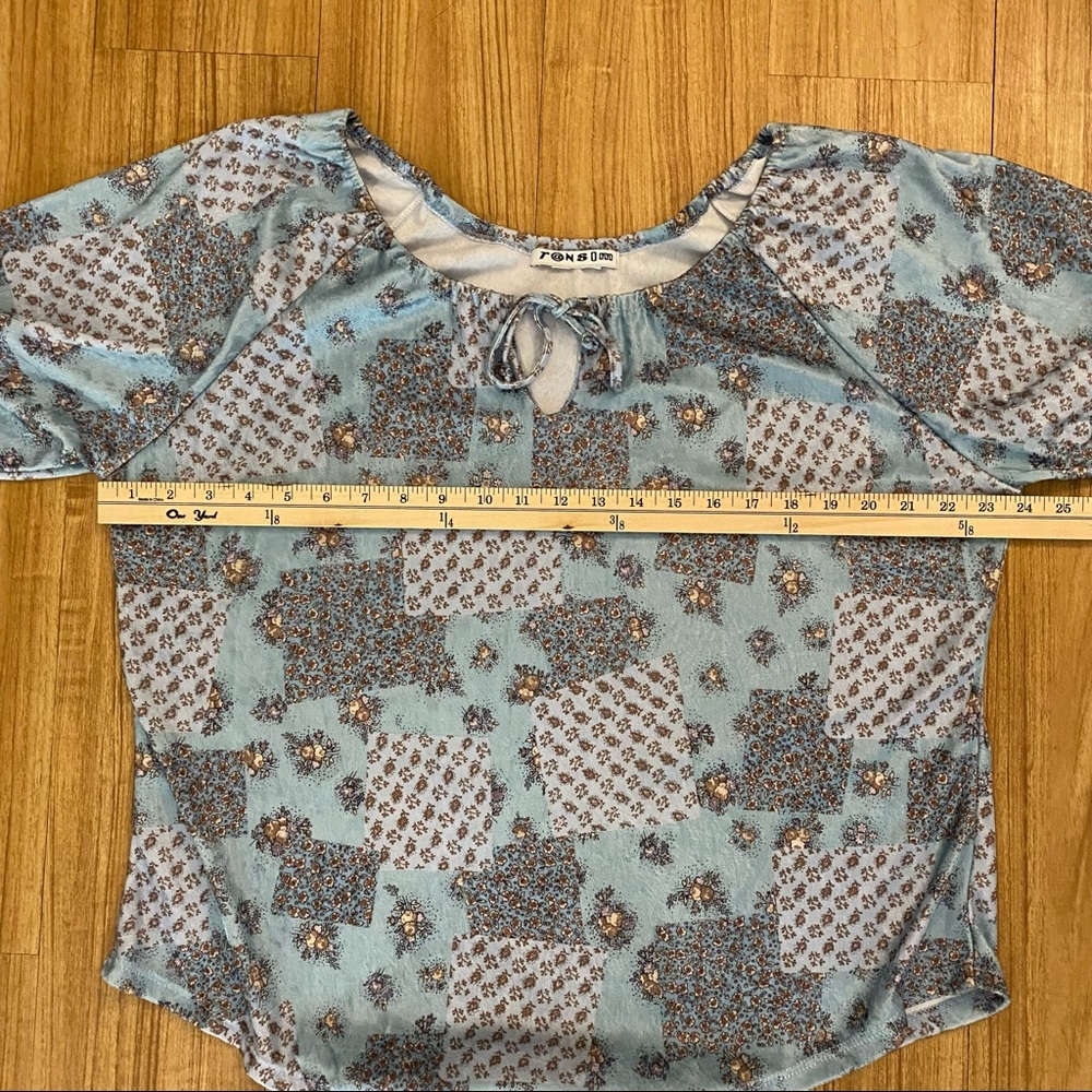 Vintage 90s Does 70s Floral Print Patchwork Bell … - image 5